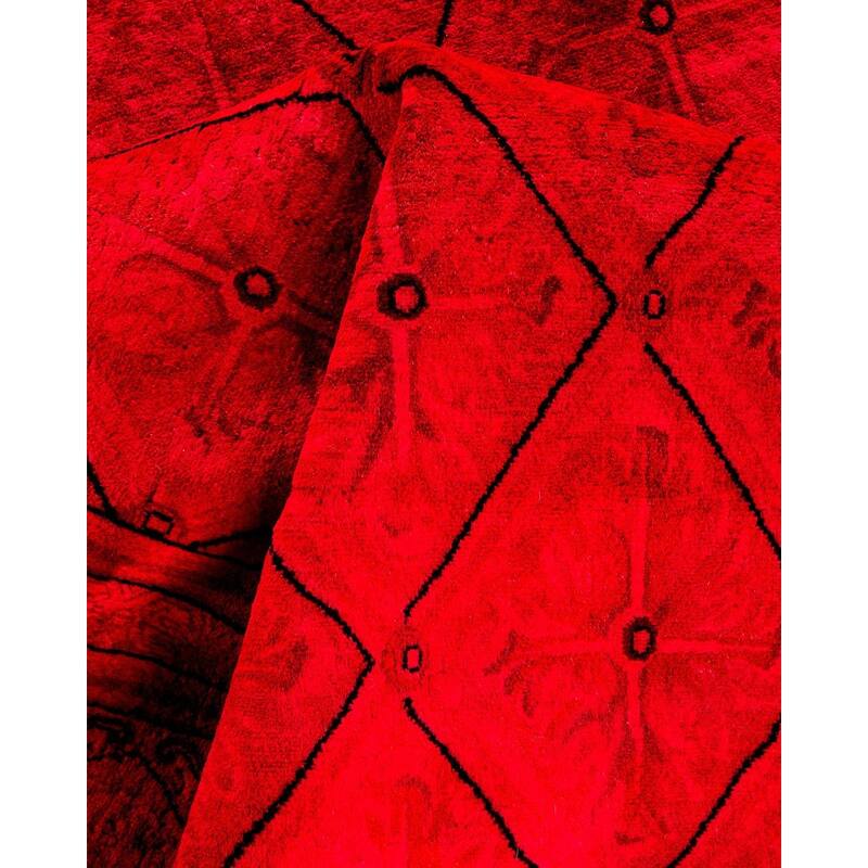 Overton Hand Knotted Wool Vintage Inspired Modern Contemporary Overdyed Pink Area Rug - 8' 2" x 9' 10"