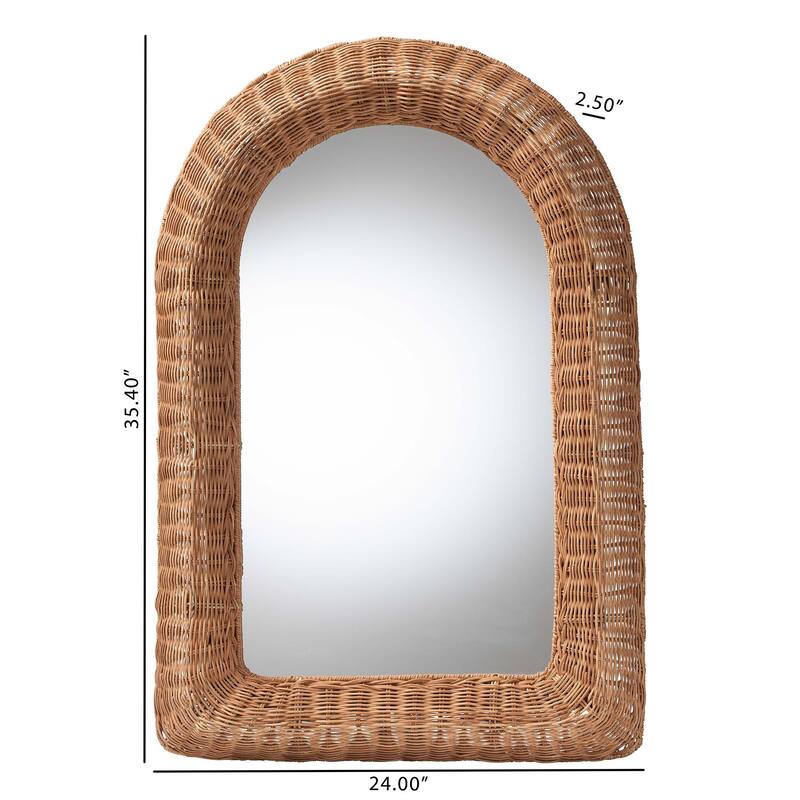 Brisia Rattan Wall Mirror - Handwoven Wicker Framed Mirror for Entryway, Living Room, or Bedroom, Natural