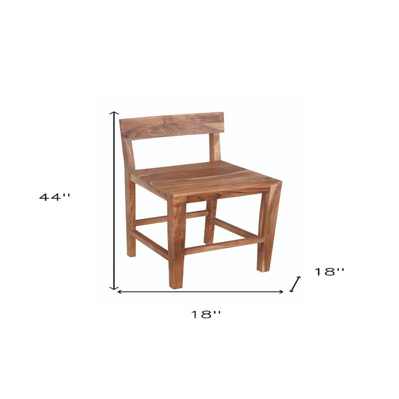 Brown Solid Wood Bar Height Chair with Full Back and Footrest