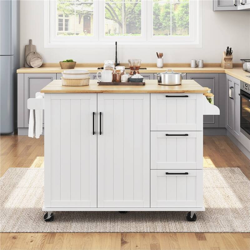 Yaheetech Rolling Kitchen Island Cart with Storage Cabinet and Drawers - N/A