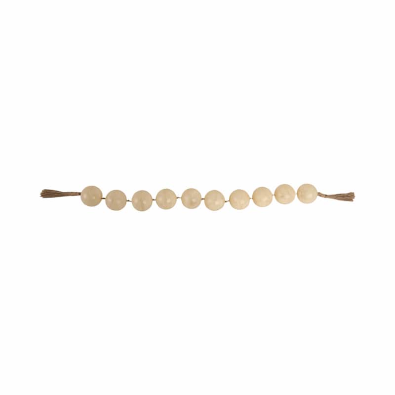Decorative Bead Strand with Resin Spheres and Woven Jute Tassels - 46" x 3" x 3"