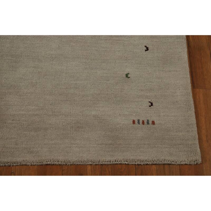 Hand Knotted Oriental 100% Wool Carpet Tribal Tribal Beige & Ivories Gabbeh Area Rug - 7' 8'' X 5' 5''