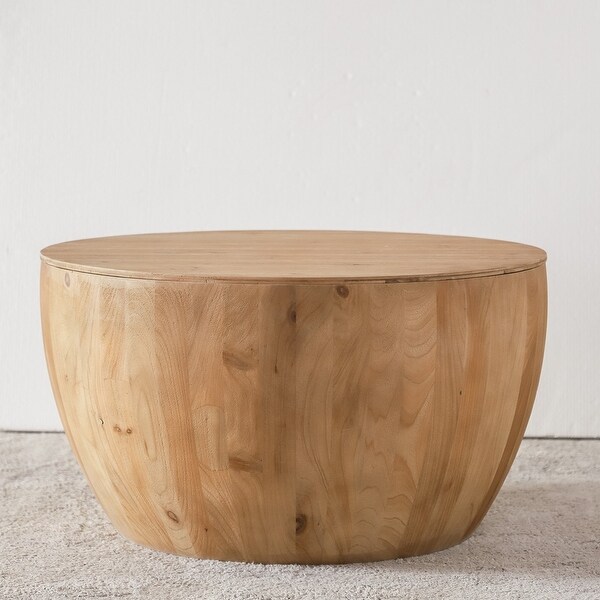 Vintage Style Bucket Drum Shaped Wooden Coffee Table - Bed Bath