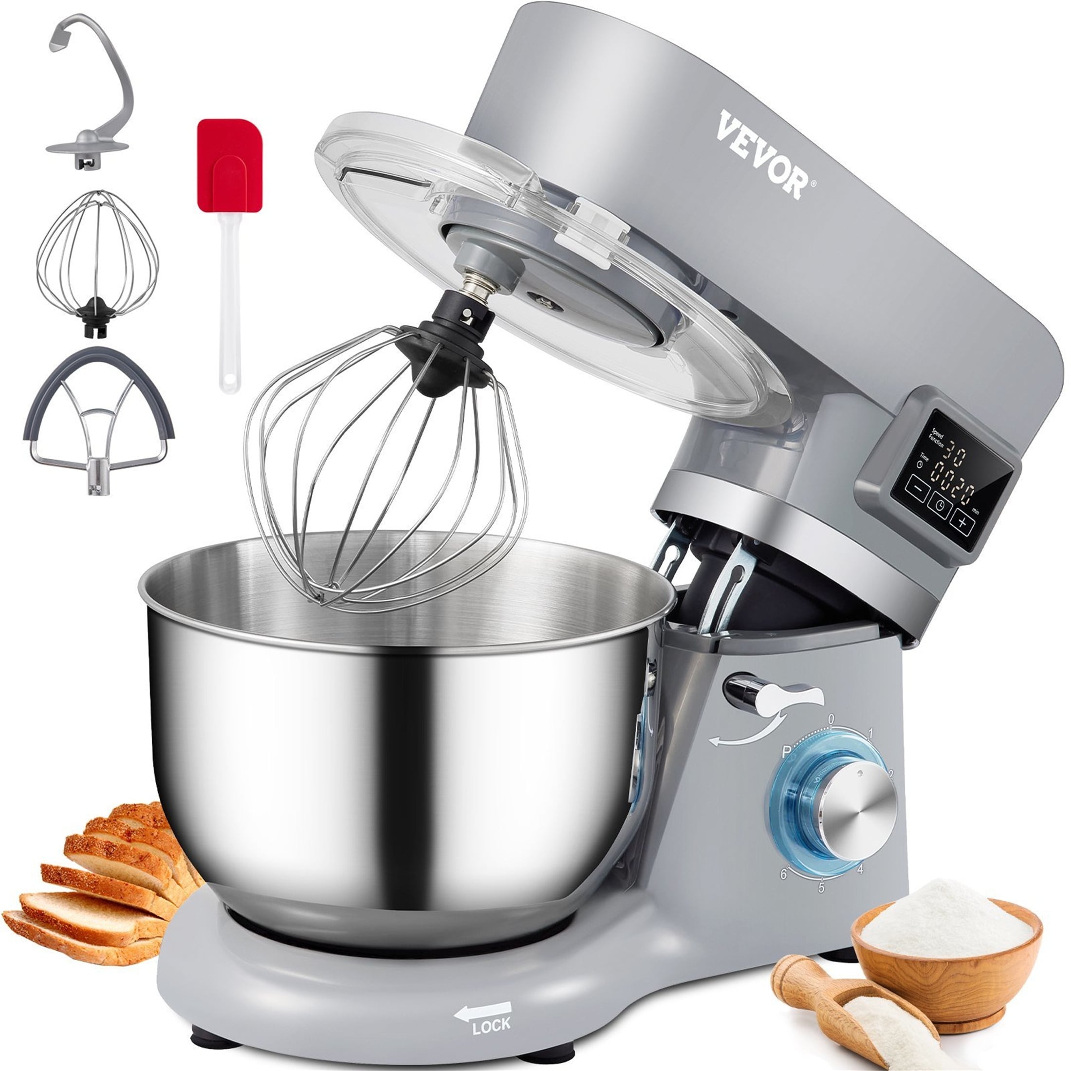 660W Electric Dough Mixer with 5.8 Qt Stainless Steel Bowl - Bed