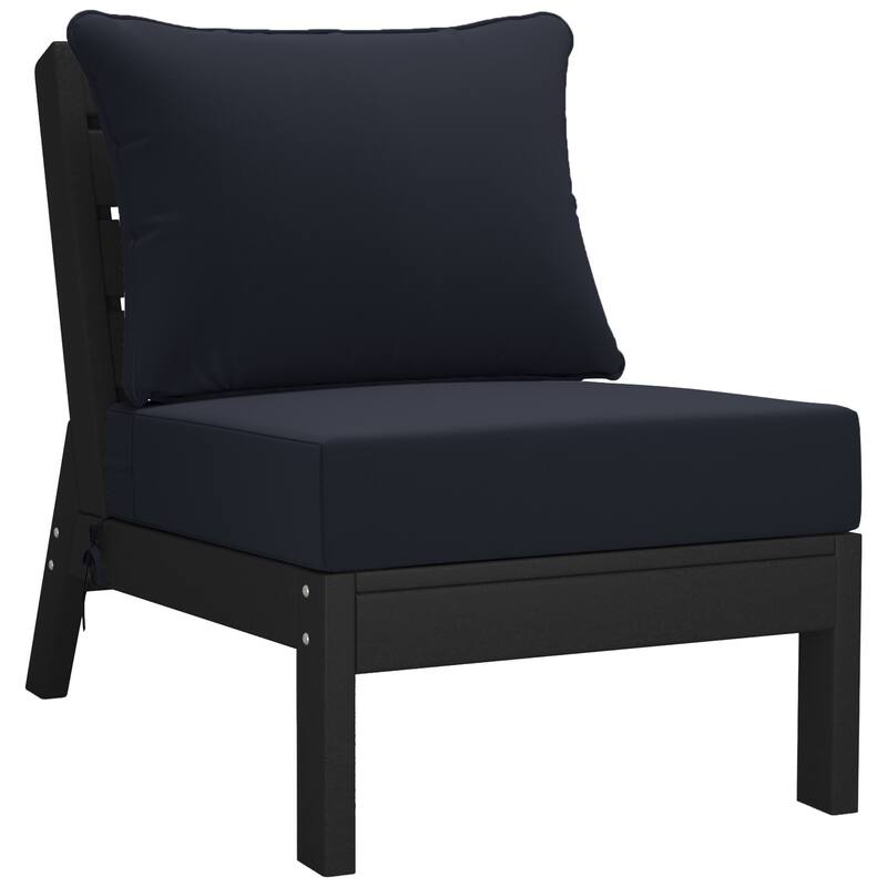 Birchwood All Weather HDPE Outdoor Patio Deep Seating Black Sofa With Cushions (3-Piece)