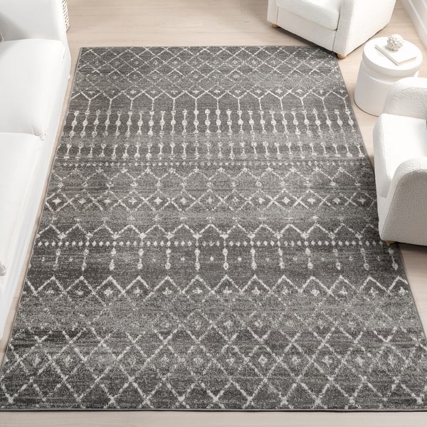slide 2 of 11, Nuloom Emmy Moroccan Trellis Area Rug 4' Square - Dark Grey