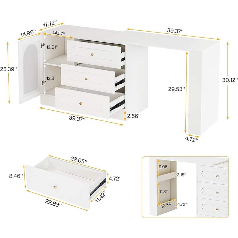 Extendable & Swivel Computer Desk with Storage