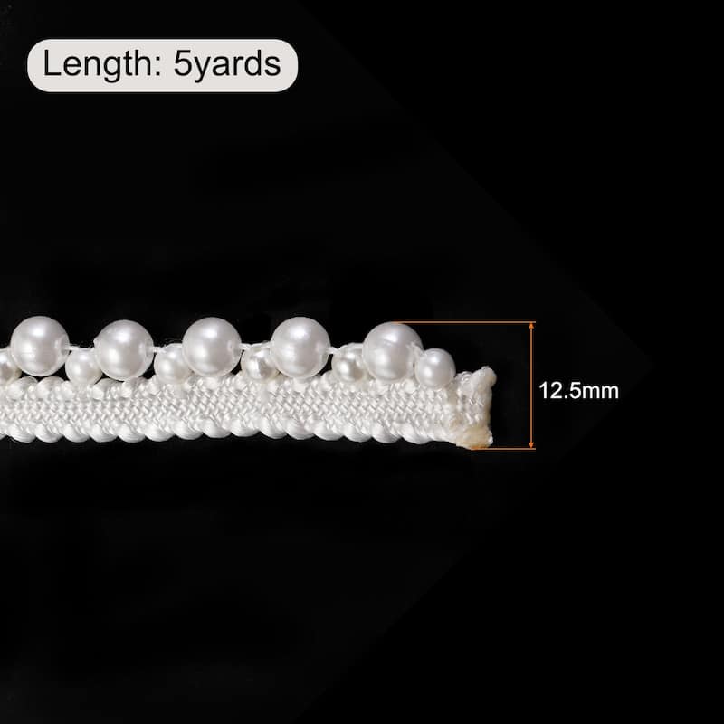 5 Yard Faux Pearls Lace Ribbon Applique Pearl Fringe for Wedding Party