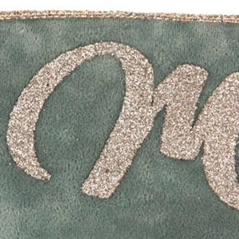 HomeRoots 4" Green And Gold Glittered Merry Christmas Wired Ribbon