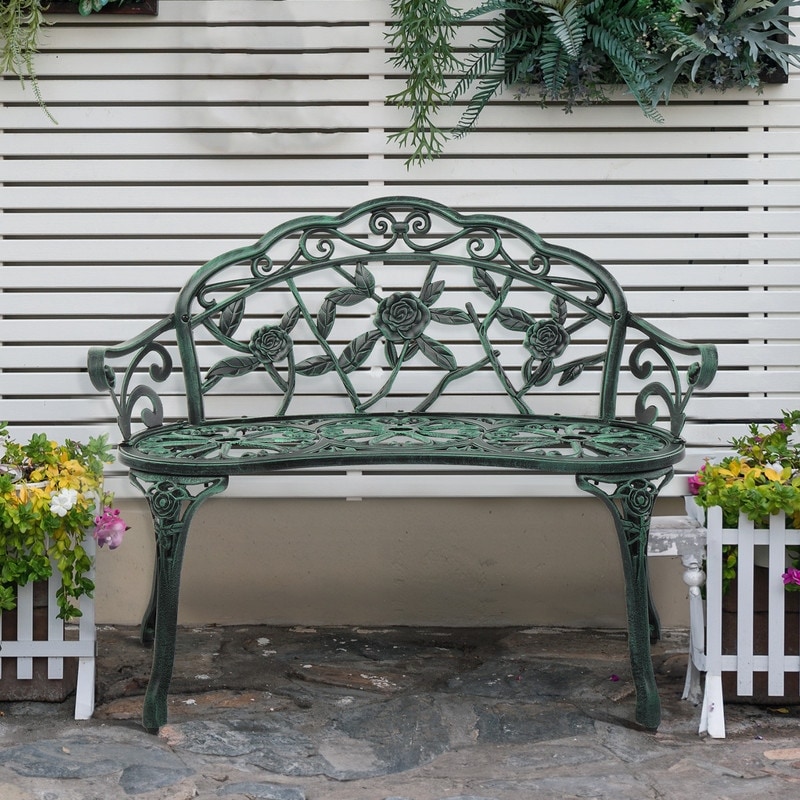 Patio 38.5 in. Cast Aluminum Park Bench - On Sale - Overstock