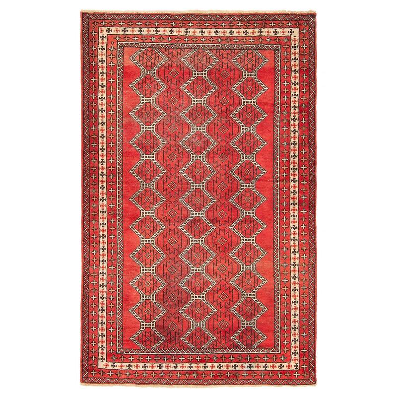 ECARPETGALLERY Hand-knotted Baluch Red Wool Rug - 3'11 x 6'7 - Red - 3'11 x 6'7