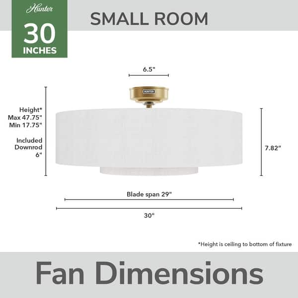 dimension image slide 0 of 2, Hunter + Jasmine Roth Fandelier 30" Brookside Ceiling Fan w/ LED Light, Handheld Remote, Chandelier