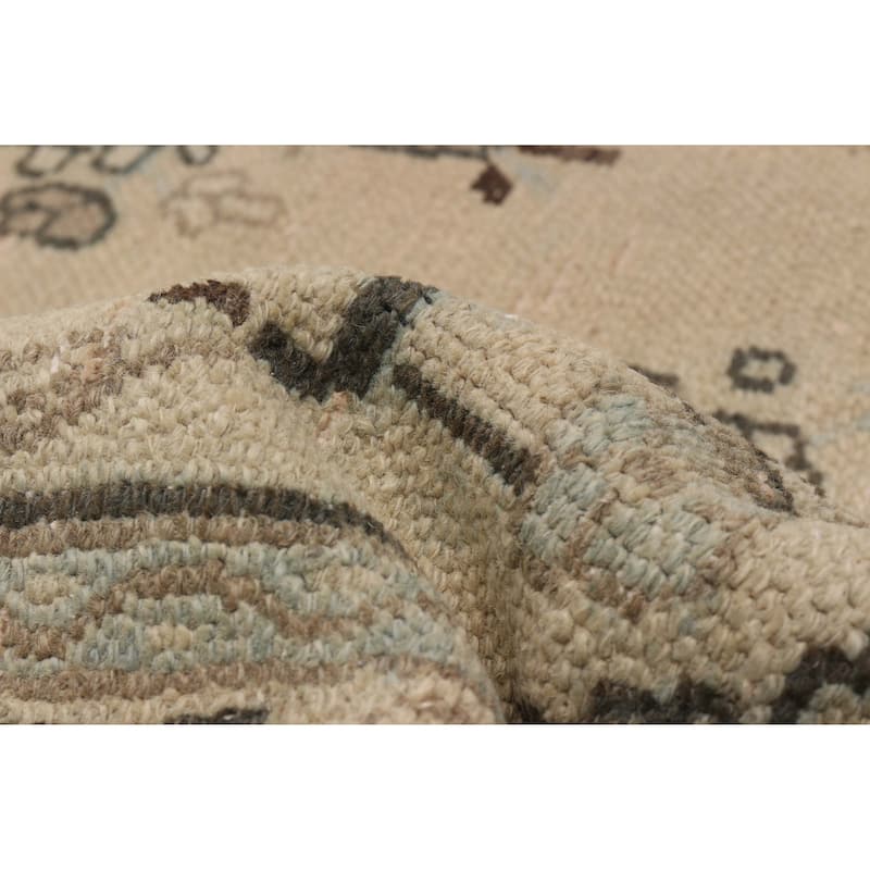 ECARPETGALLERY Hand-knotted Antalya Vintage Khaki Wool Rug - 6'8 x 9'4