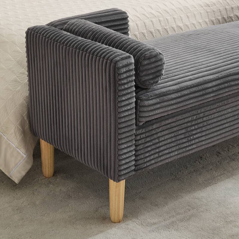 65.4"W End of Bed Storage Bench,Modern Ottoman Bench with Arms and Pillows