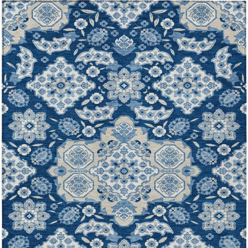 HomeRoots Medallion Traditional Rectangle Outdoor Rug