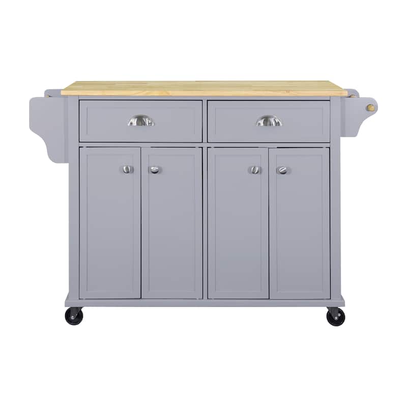 Cambridge Natural Wood Top Kitchen Island with Storage