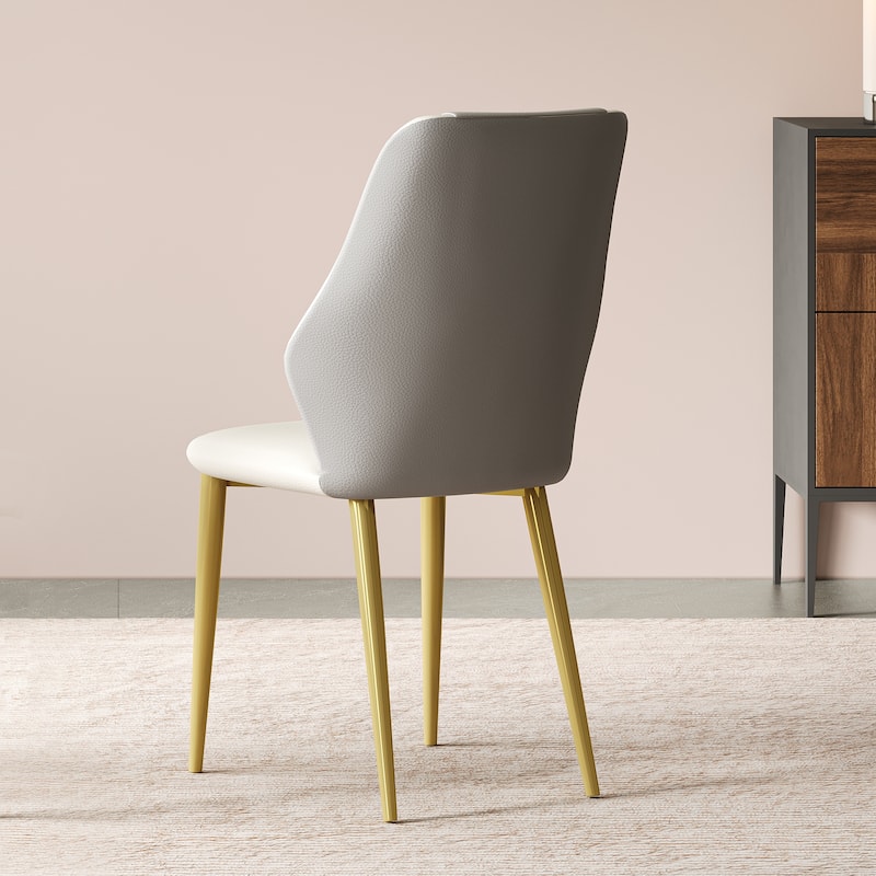 PU Leather Upholstered Dining Chairs Set of 2, Ergonomic Kitchen Side Chairs, Accent Chair with Carbon Steel Legs