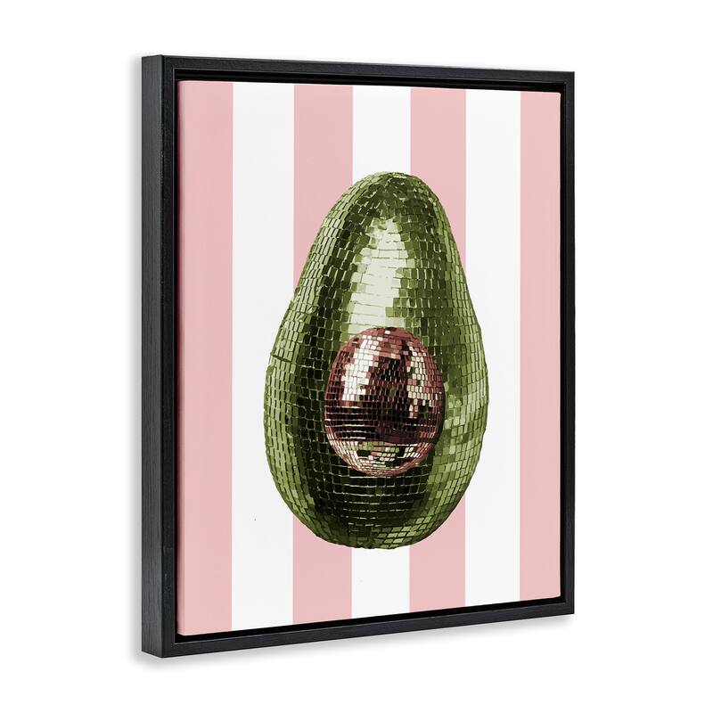 Stupell Disco Avocado on Pink Framed Floater Canvas Wall Art Design By Lil' Rue