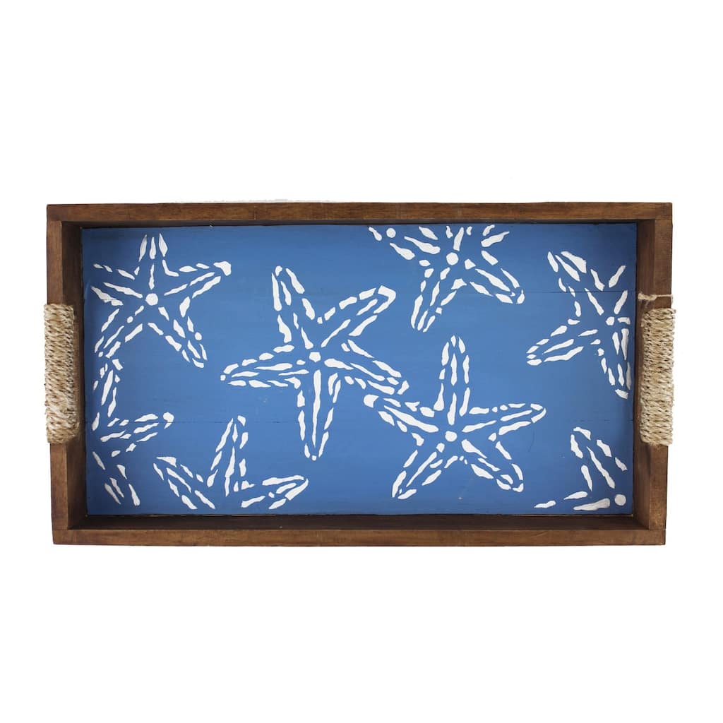 Small Pine Wood Tray with Starfish