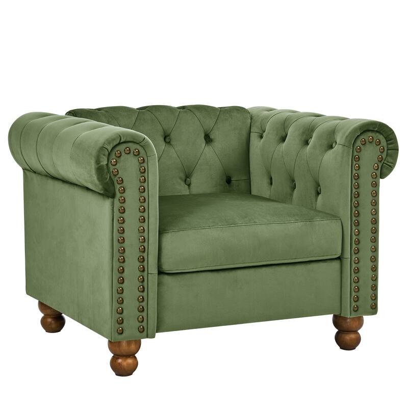 74.5'' Velvet 3-Seater Sofa with Button Tufted Back