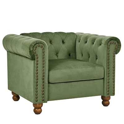 PHOYAL Large CHAIR Velvet Sofa Classic Tufted Chesterfield Settee Sofa Modern 1 Seater Couch