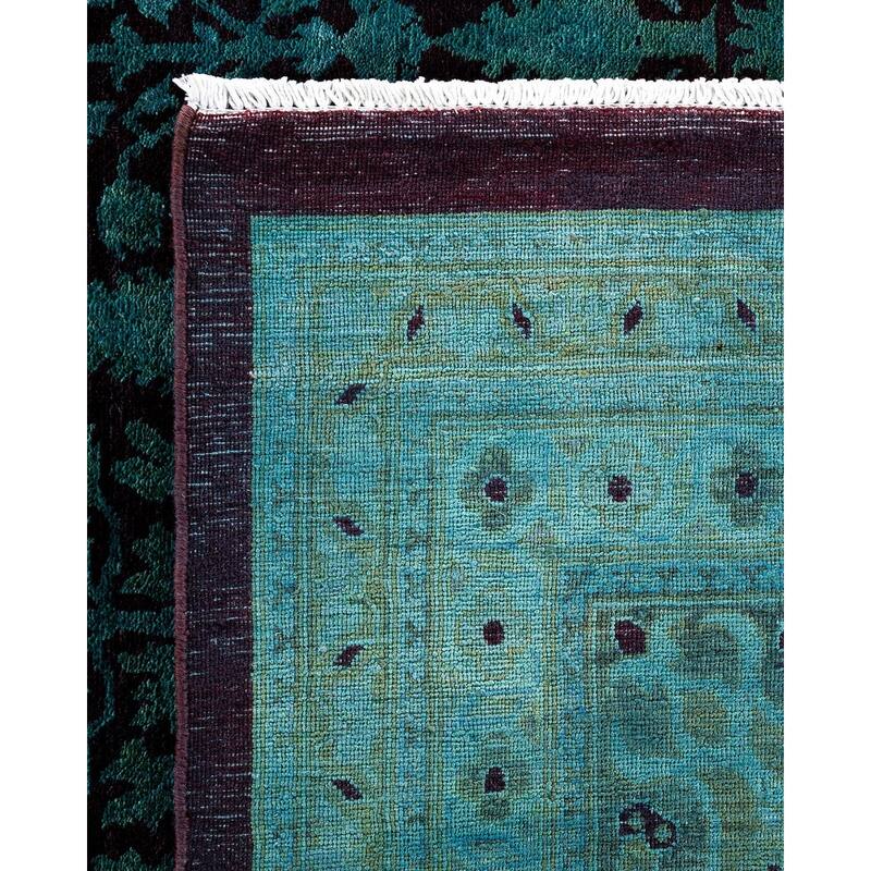 Overdyed, One-of-a-Kind Hand-Knotted Area Rug - Blue - 10' 0" x 14' 2"