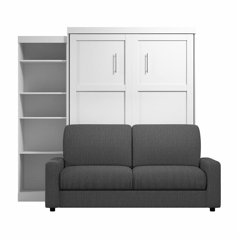 Queen Murphy Bed with Sofa and Shelving Unit (96W)