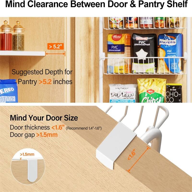 ver the Door Pantry Organizer Metal Pantry Organizers and Storage 6Tier - 5.43"D x 16.73"W x 6.06"H