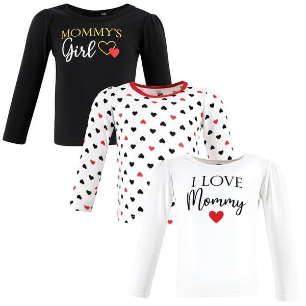 slide 1 of 1, Hudson Baby Infant Girl Long Sleeve T-Shirts, Girl Mommy Red Black 12-18 Months - Girl Mommy Red Black