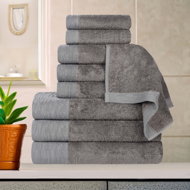 Superior Sierra Rayon From Bamboo Cotton Blend 9 Piece Bathroom Towel Set