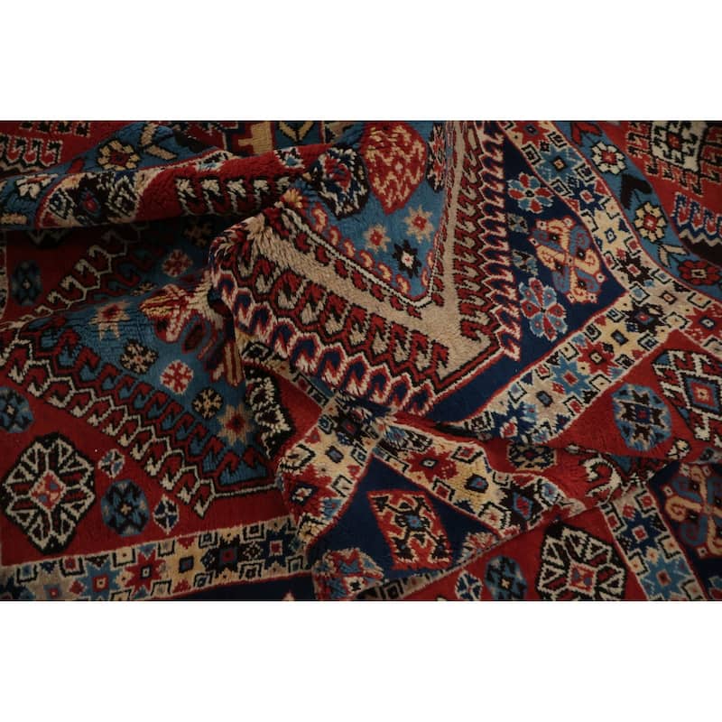 Hand Knotted Oriental 100% Wool Carpet Traditional Geometric Oranges & Rust Yalameh Area Rug - 11' 9'' X 8' 5''
