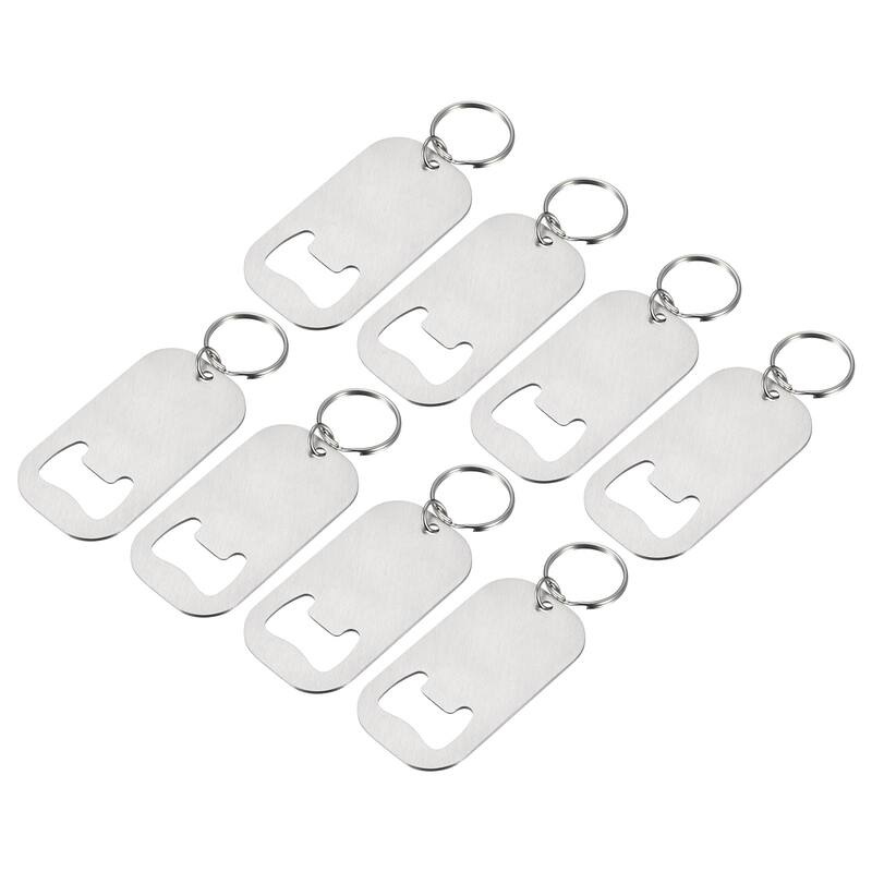 8pcs Stainless Steel Flat Beer Bottle Opener Keychain 2.75 inch Long, Silver
