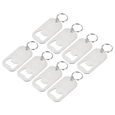 8pcs Stainless Steel Flat Beer Bottle Opener Keychain 2.75 inch Long, Silver