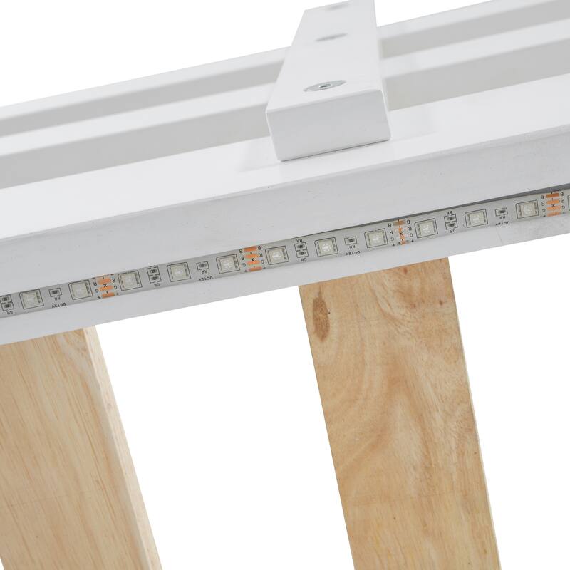 Full XL Loft Bed with Storage Stairs, Murphy Bed, LED Light, White