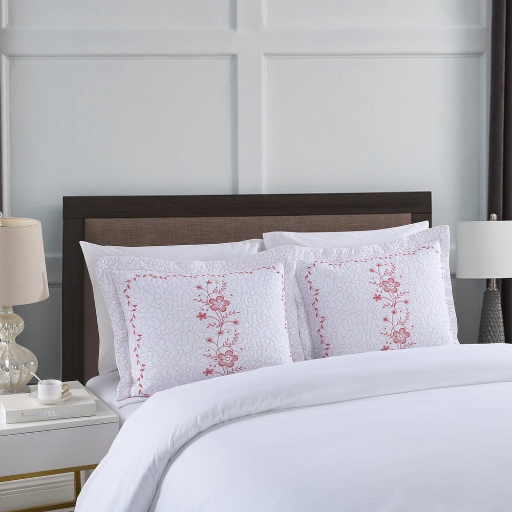 MarCielo 2 Pack Pillow Shams Throw Pillow Covers Euro Sham Embroidery