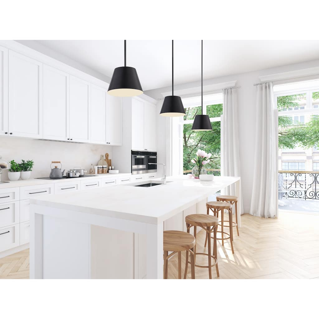 Lilly by Z-Lite 1 Light Pendant in Matte Black with Matte Black Steel Shade