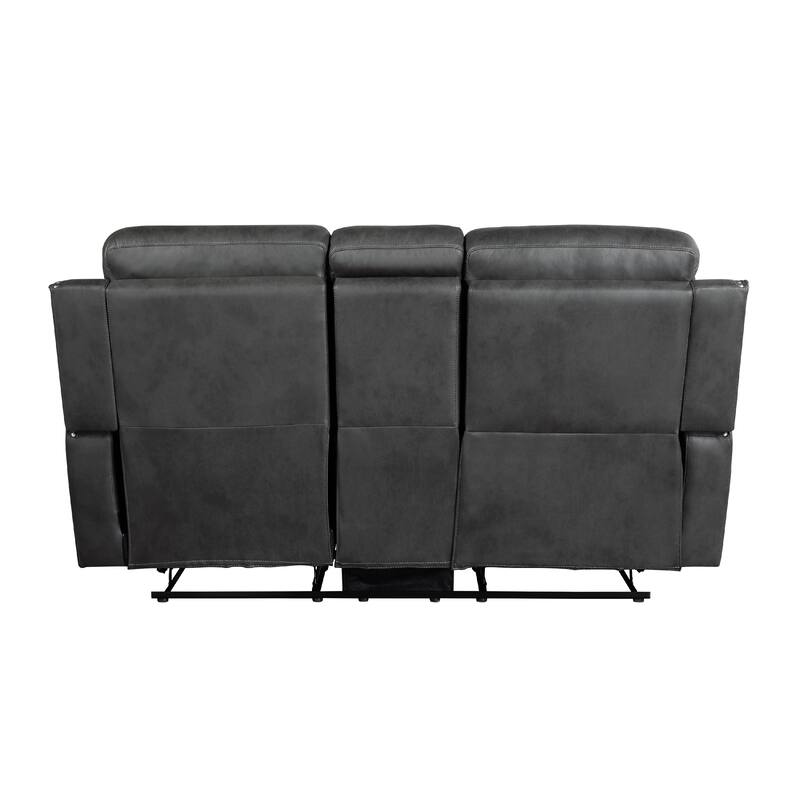 Gimo Dual Manual Recliner Loveseat, Dark Gray Microfiber, 72 Inch