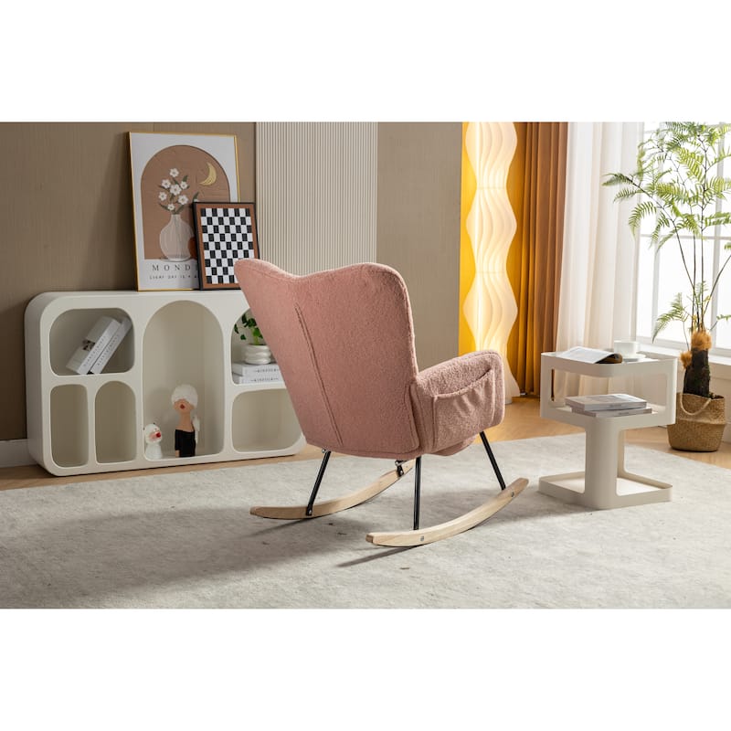 Teddy Fabric Rocking Chair With Adjustable Footrest