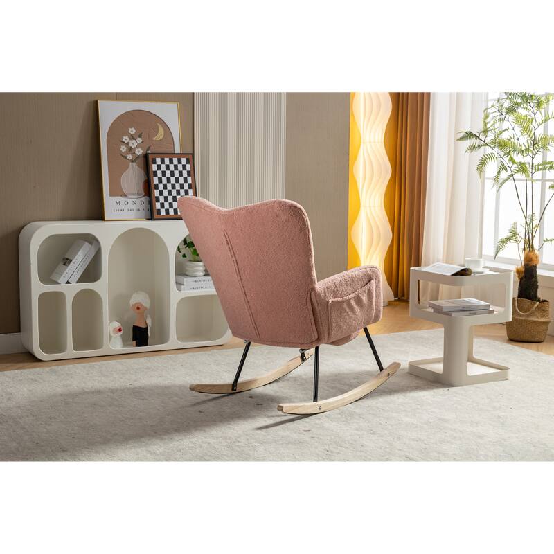 Teddy Fabric Rocking Chair with Adjustable Footrest