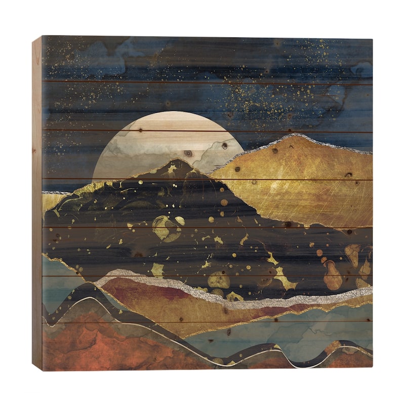 Bronze Night Print On Wood by SpaceFrog Designs - Multi-Color - 26x26x1.5