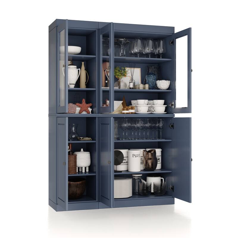 Palace Imports 100% Solid Wood Pantry China Cabinet, Raised Panel & Clear Glass Doors, 48.5" Wide, 71.5" Tall - 48.5" x 71.5"