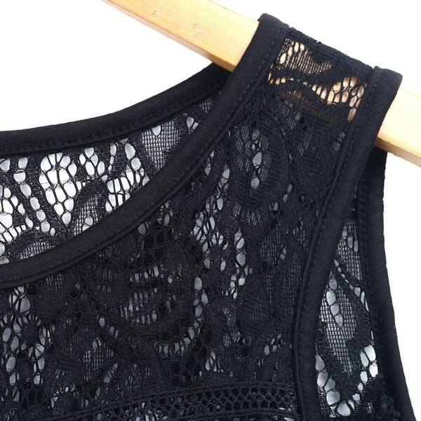 Tootless Womens Hollow Out Scoop Lace Floral Tank Top Vest Blouse