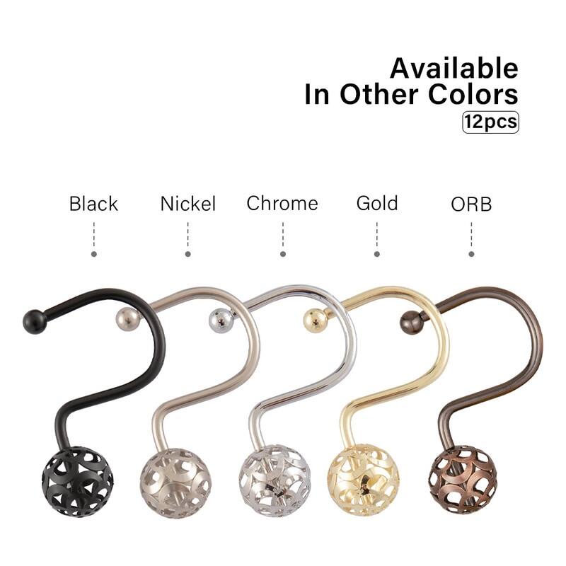 Utopia Alley Shower Rings, Hollow Ball Shower Curtain Hooks for Bathroom, Rust Resistant Shower Curtain Hooks Rings, Set of 12