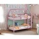 preview thumbnail 2 of 25, Rubber Wood Twin Size Floor Bunk Bed with Ladder, Low Height Design