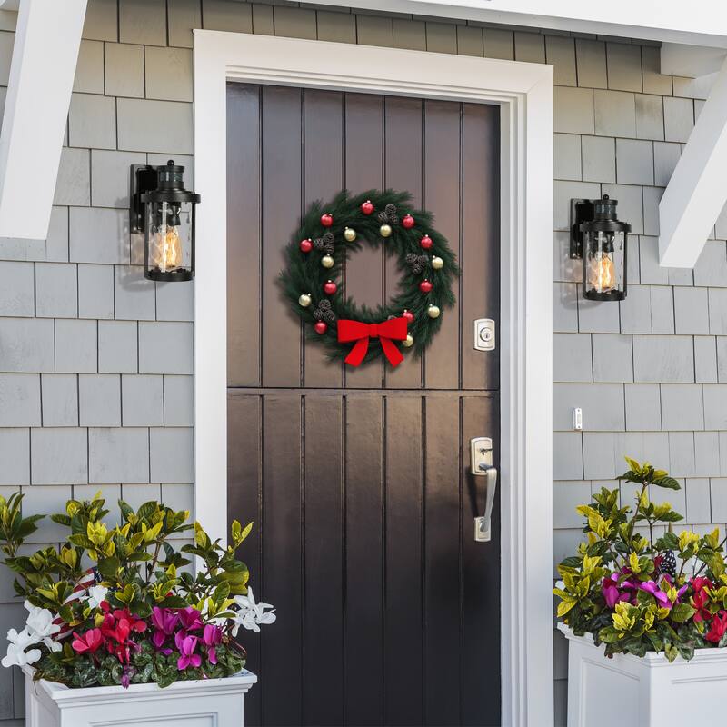 Black Outdoor Motion Sensor Lights Light Dusk to Dawn Wall Sconce Black Lantern Exterior Lighting