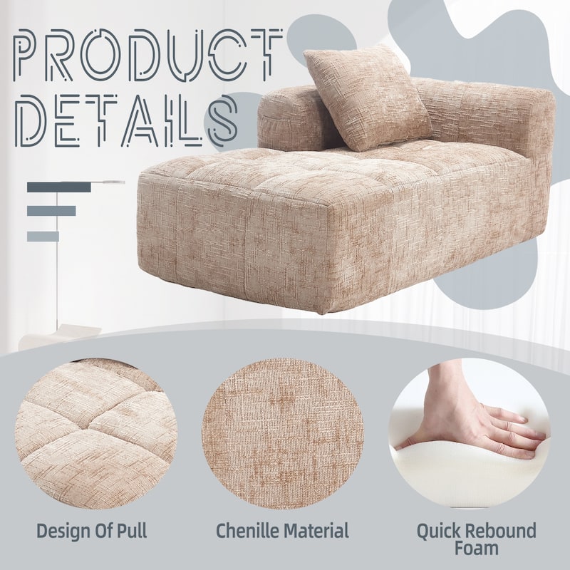 GDFStudio - Chenille Modular Chaise Lounge with Pillow