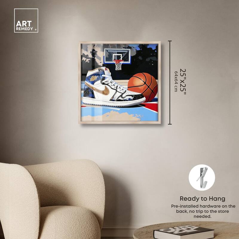 Basketball Court Blues Shadowbox by Art Remedy