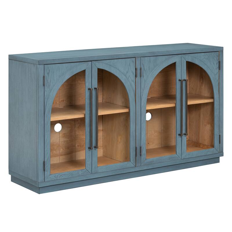 Kitchen Sideboard with Arched Glass Doors and Adjustable Shelves