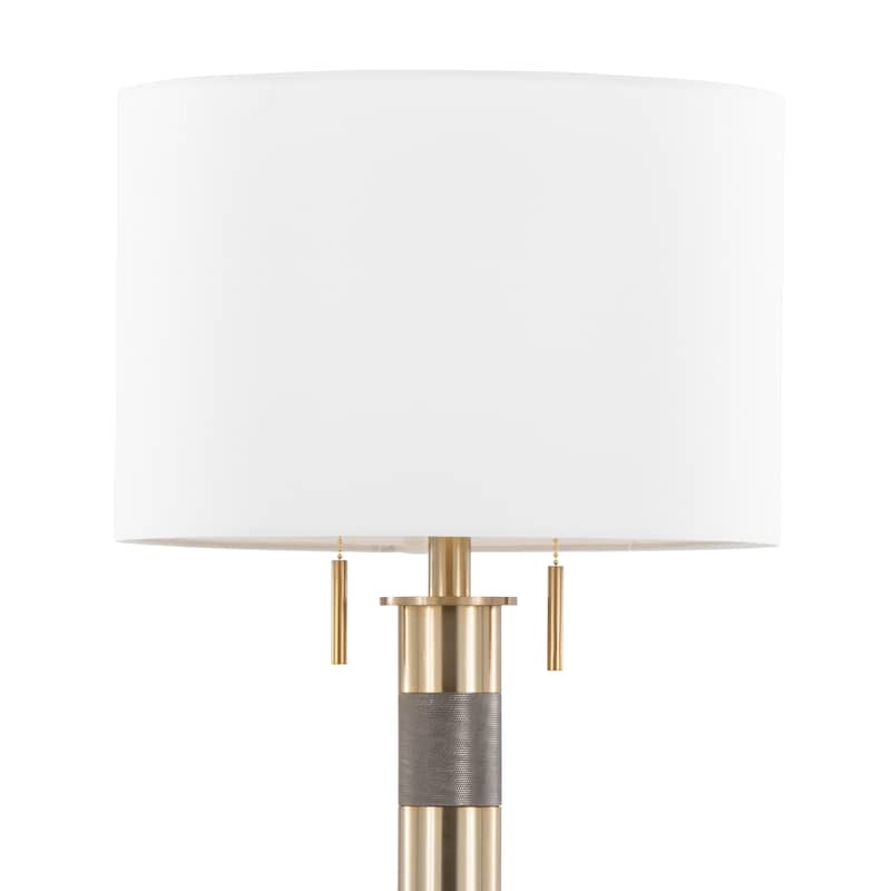 Trophy 27" Glam Table Lamp In Gold Metal And White Linen Shade