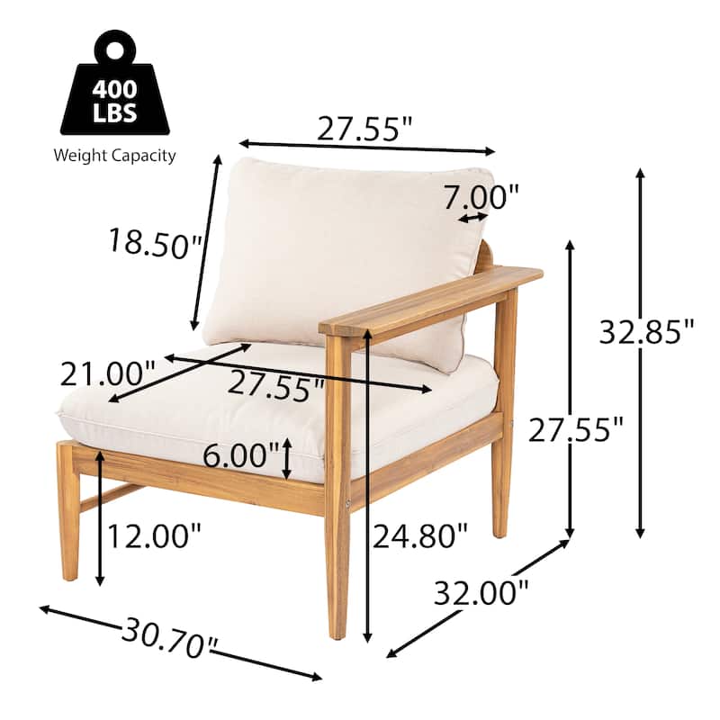 Christopher Knight Home - Terassi 5-Piece Acacia Wood Outdoor L-Shaped Sectional Sofa Set with Ottoman, Light Teak Finish